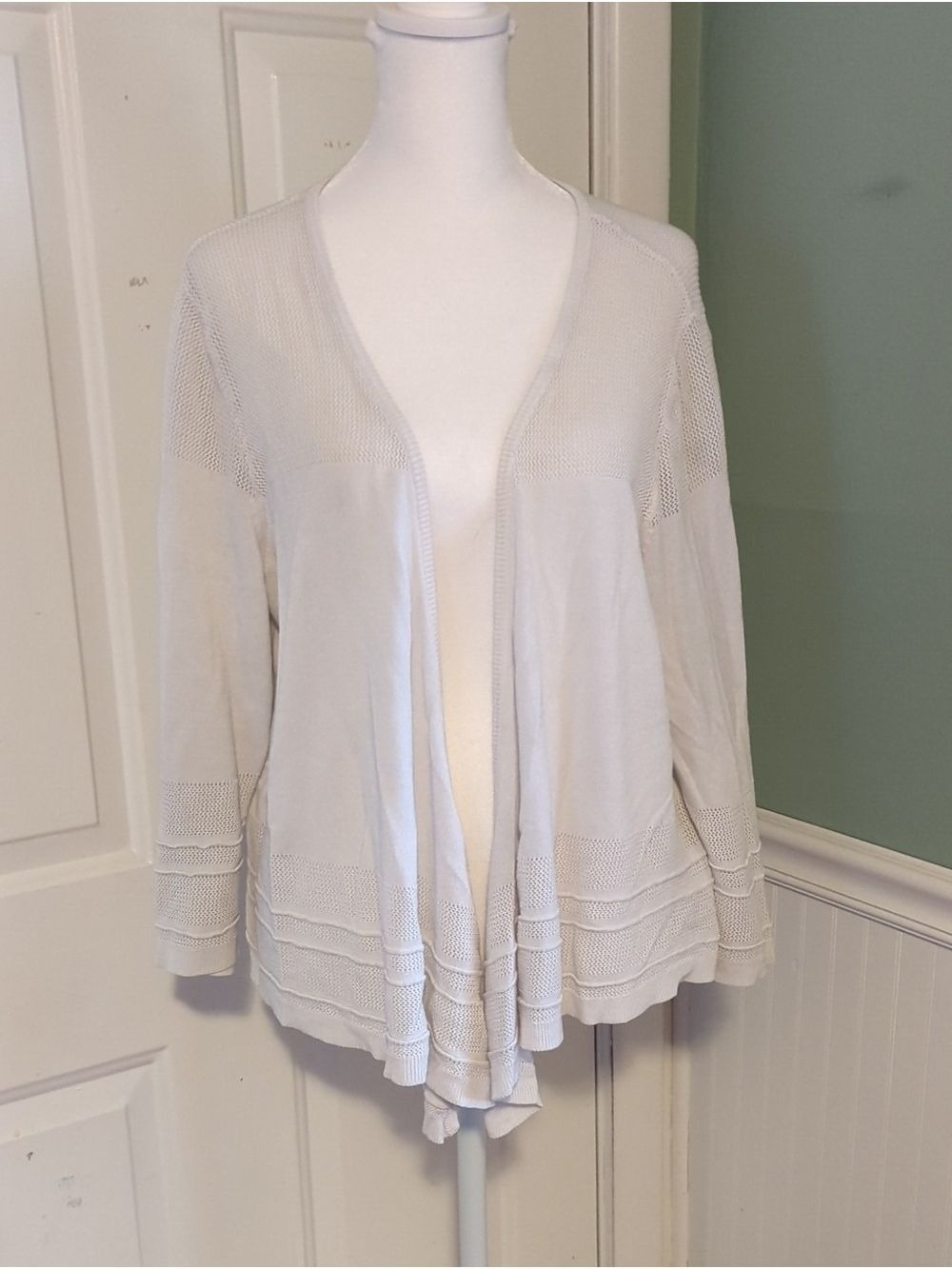 Dana Buchman White Open Drape-Front Cardigan XL Women's Bridal Casual